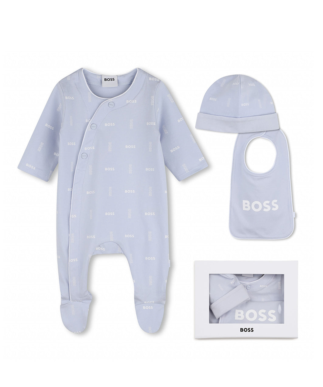 Boss Kids Tutina+ Bavetto + Cappello Blu Cielo All-Over per Bambini