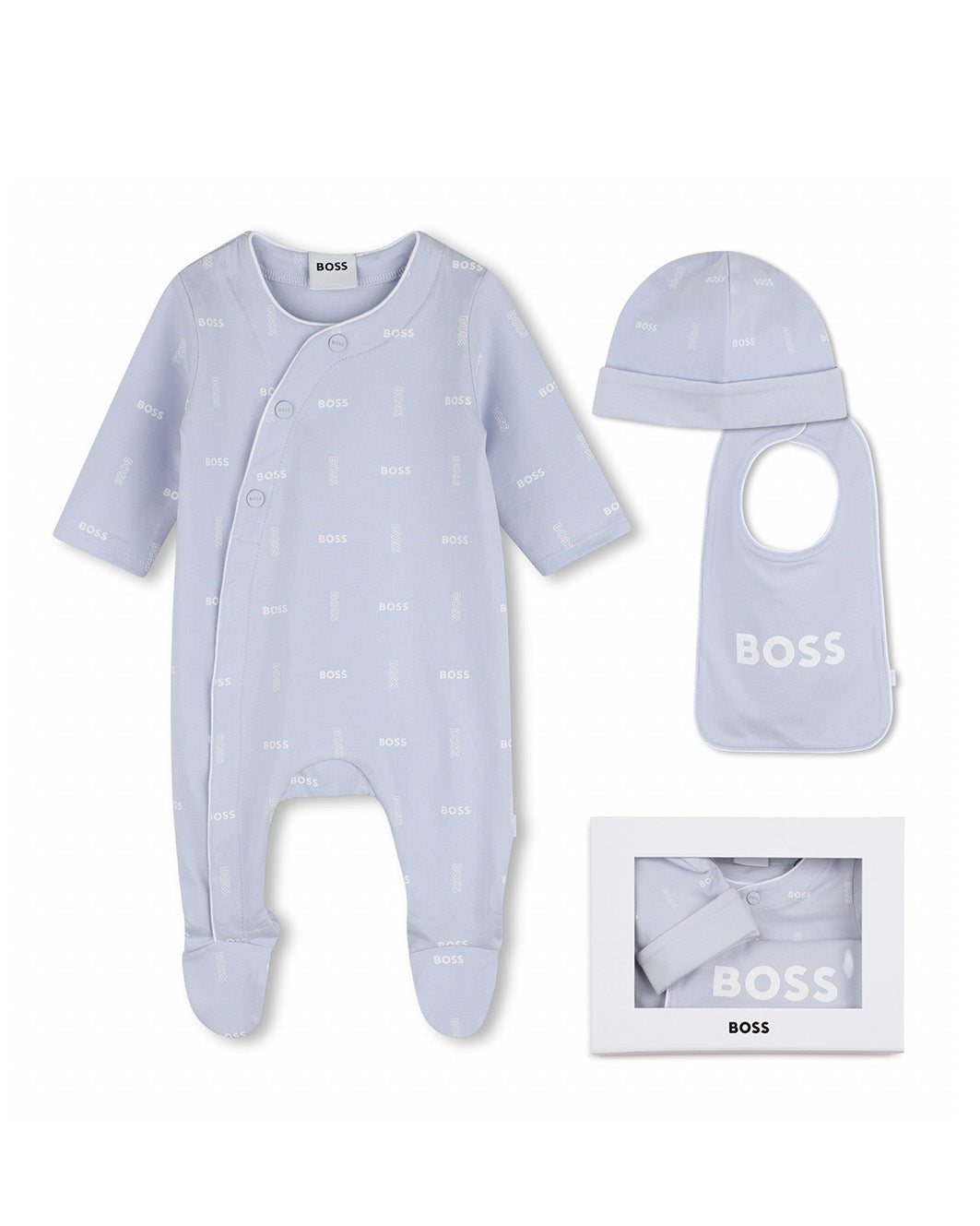Boss Kids Tutina+ Bavetto + Cappello Blu Cielo All-Over per Bambini
