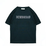 Iceberg Kids T-Shirt Nera Girocollo con Scritta Logo in Strass per Bambine