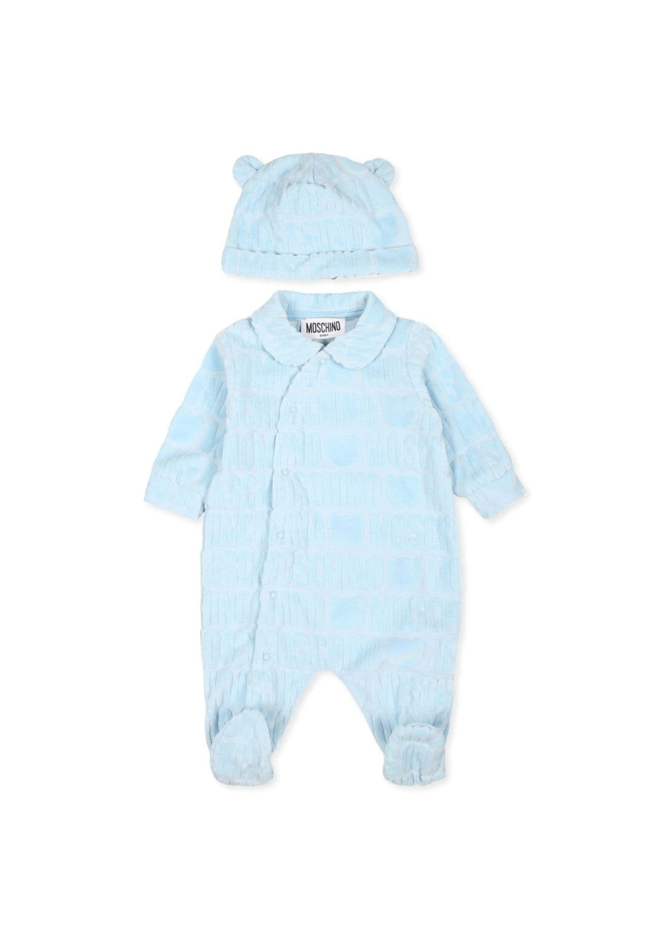 Moschino Kids Tutina Cielo in Spugna con Logo Jacquard per Neonati