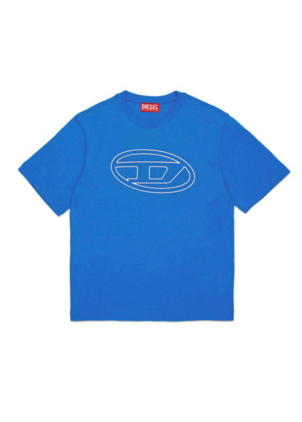 Diesel Kids T-shirt Blu con Logo Oval D per Bambini