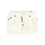 Dsquared2 Kids Gonna in Denim Bianco con Stampa sul Retro per Neonate