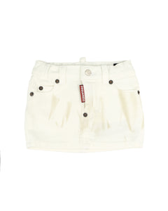 Dsquared2 Kids Gonna in Denim Bianco con Stampa sul Retro per Neonate