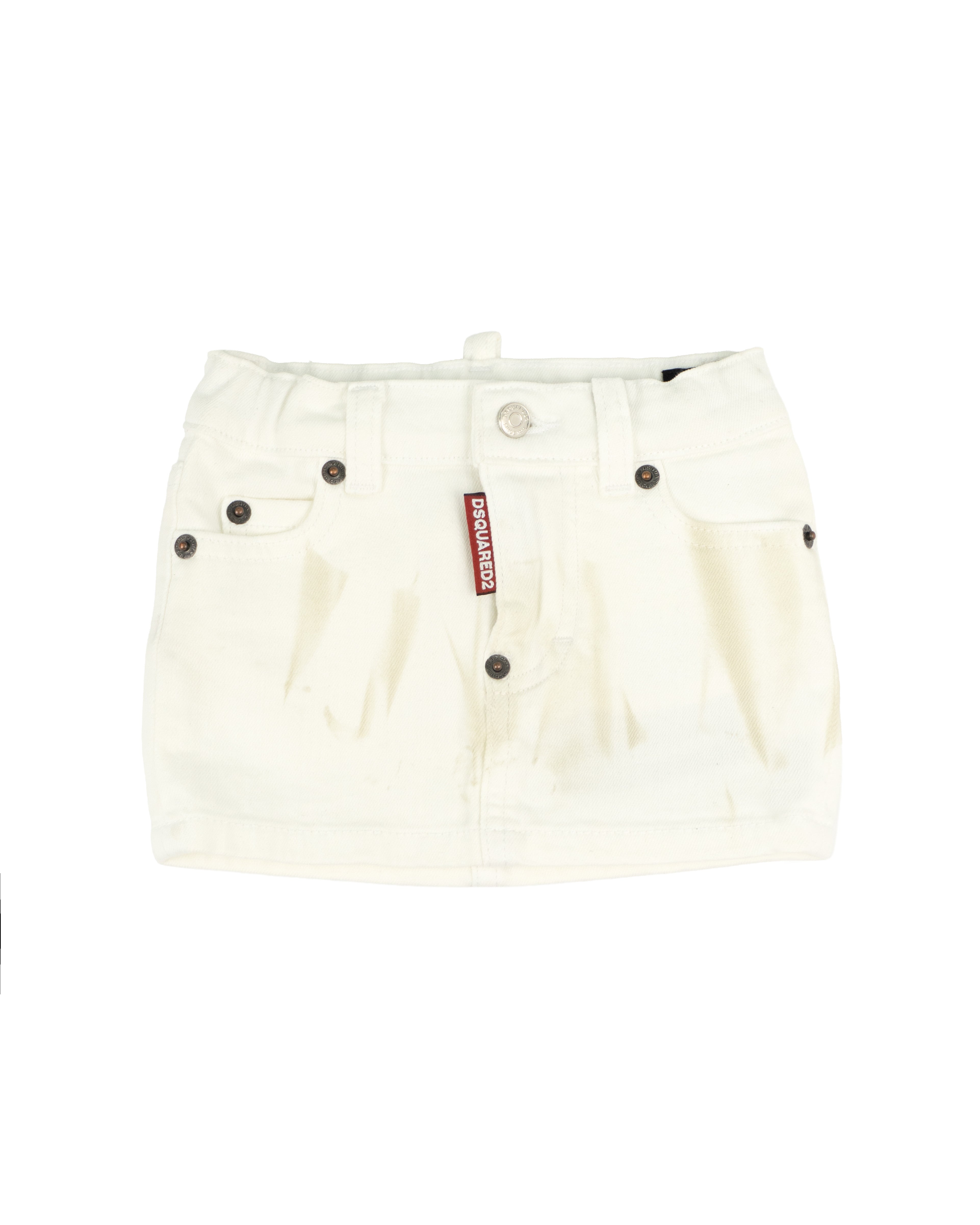 Dsquared2 Kids Gonna in Denim Bianco con Stampa sul Retro per Neonate