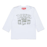 Diesel Kids T-Shirt Bianco con Stampa per Neonati