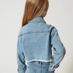 Twinset Kids Giubbino Jeans Sfrangiata per Bambine