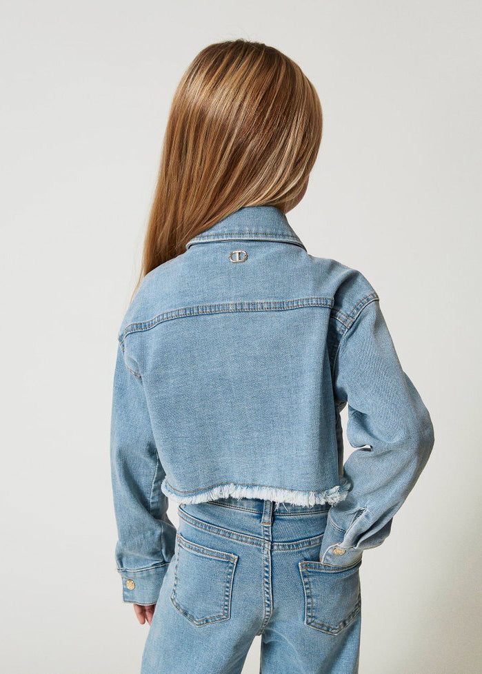 Twinset Kids Giubbino Jeans Sfrangiata per Bambine