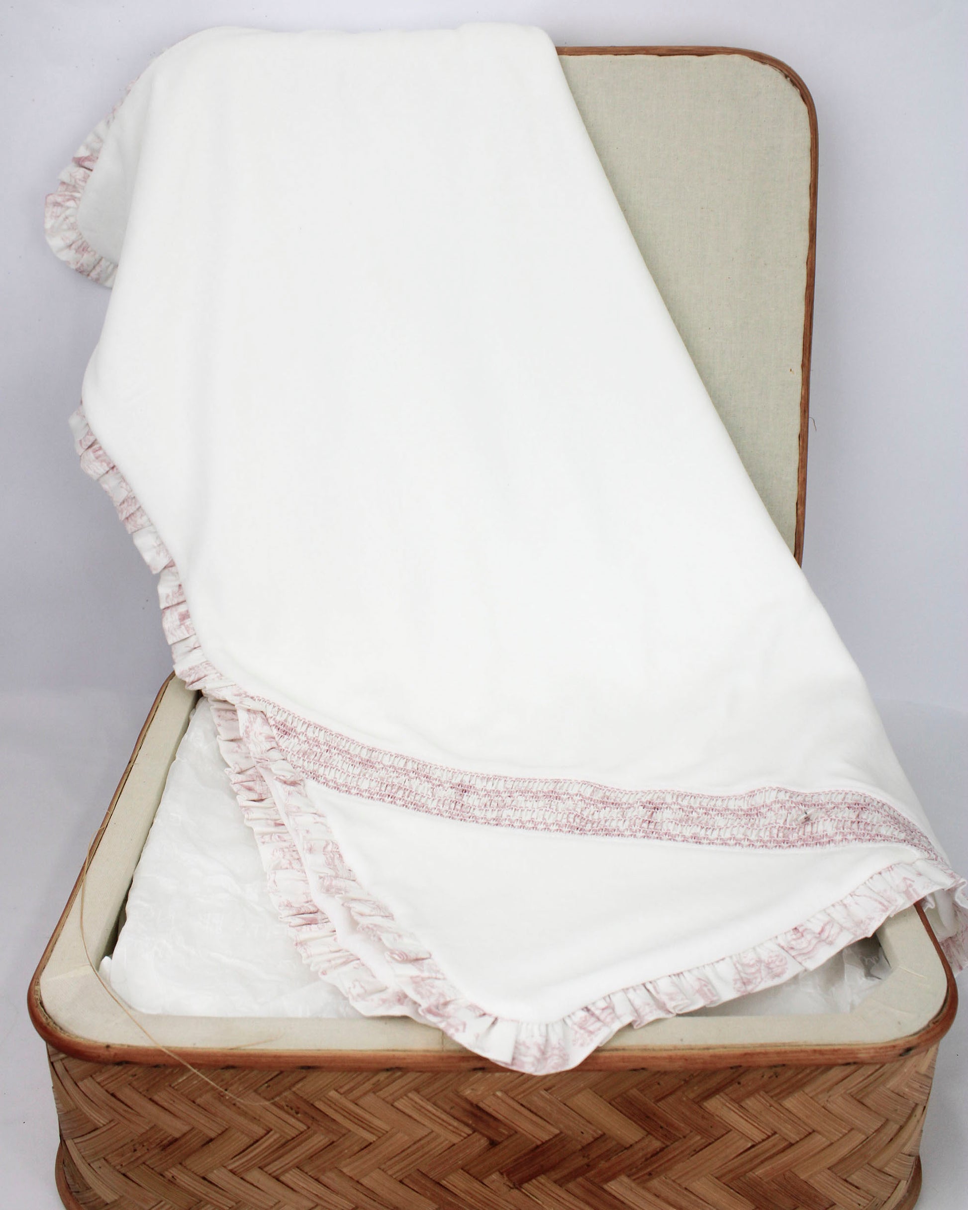 Deolinda Coperta Panna con Ricami Rosa per Neonate