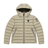 Blauer Kids Piumino Beige Sabbia con Cappuccio e Trapuntatura a Righe per Bambini