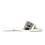 Twinset Kids Sandalo Off-White e Nero con Logo per Bambine