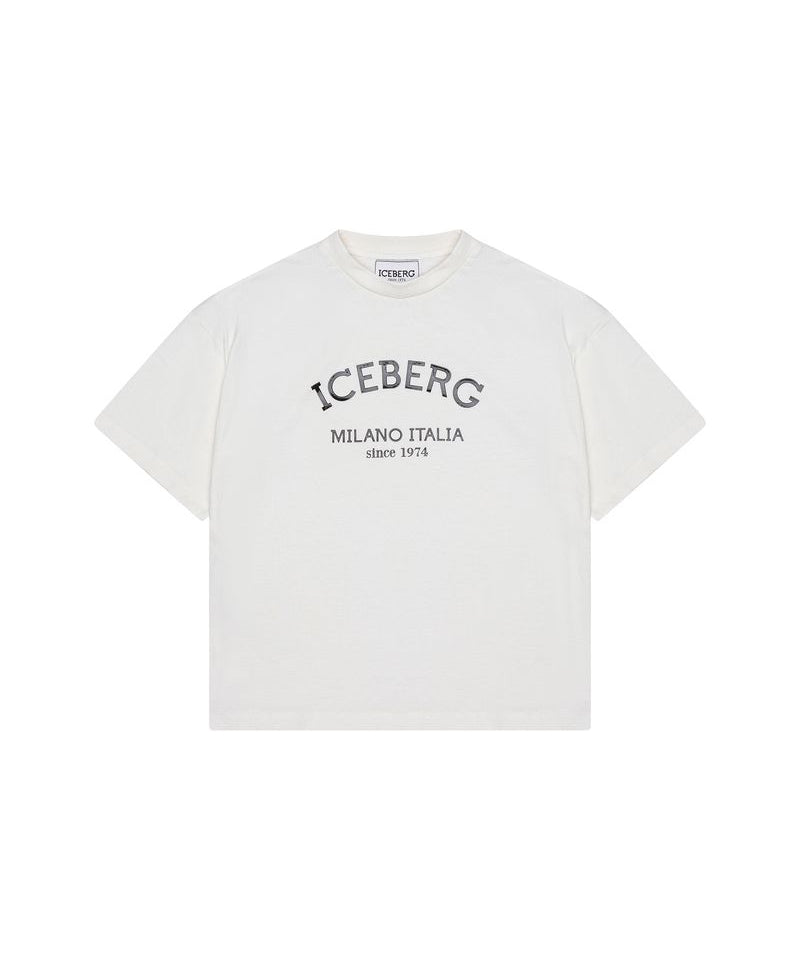 Iceberg Kids T-Shirt Off-White con Stampa Logo Unisex