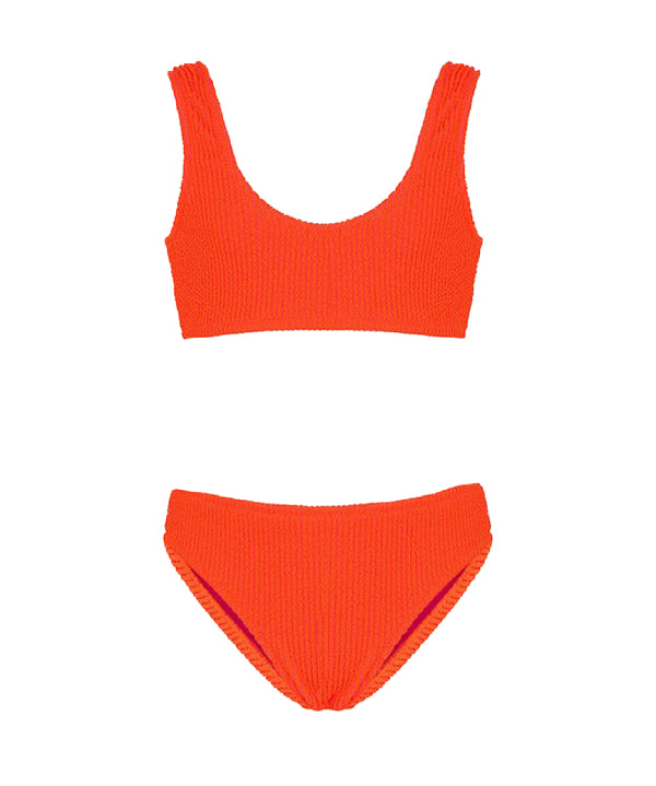 EffeK Costume Bikini a Fascia Corallo Fluo per Bambine