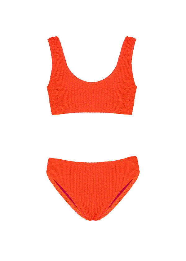 EffeK Costume Bikini a Fascia Corallo Fluo per Bambine