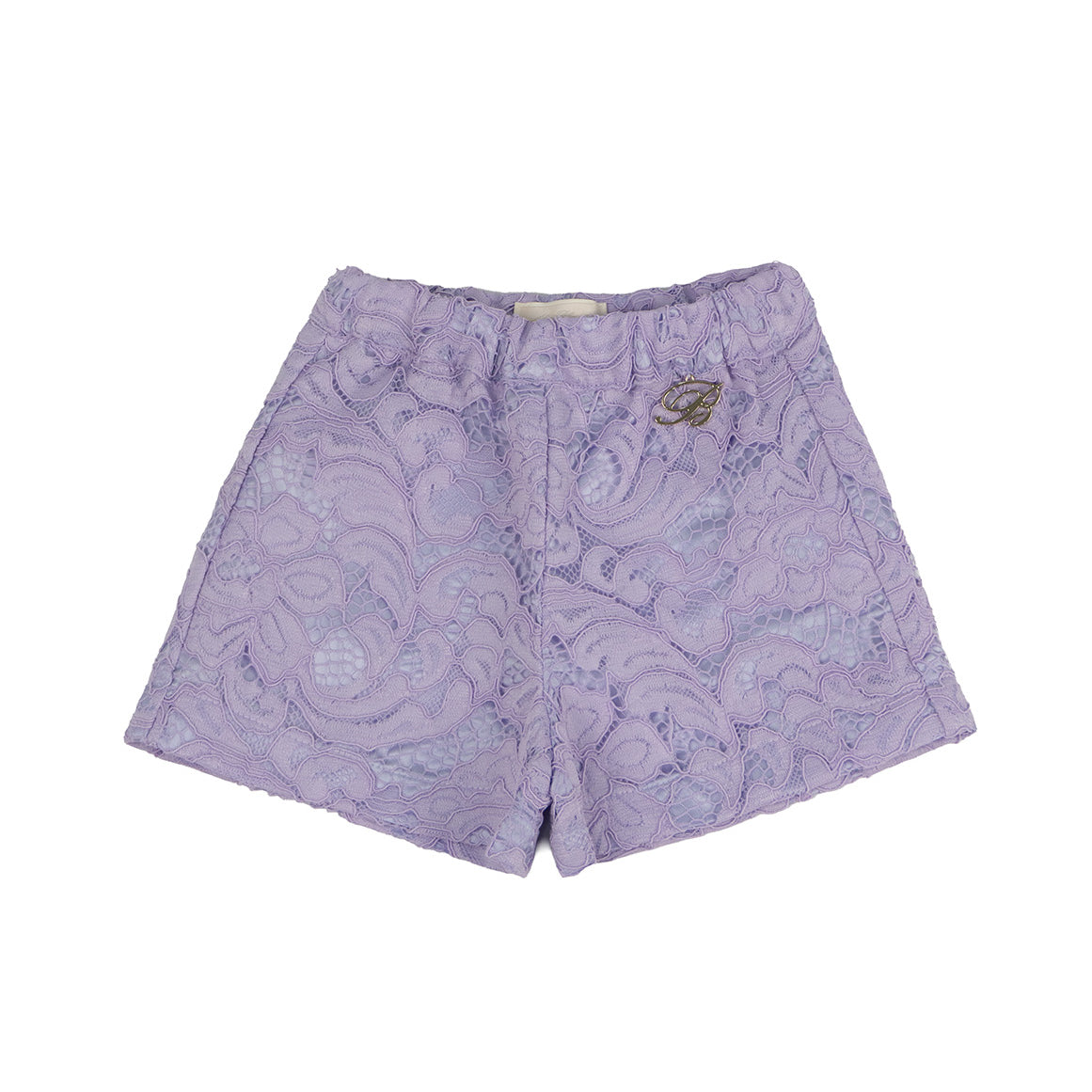 Blumarine Kids Bermuda Lilla Chiaro con Effetto Pizzo Floreale per Neonate