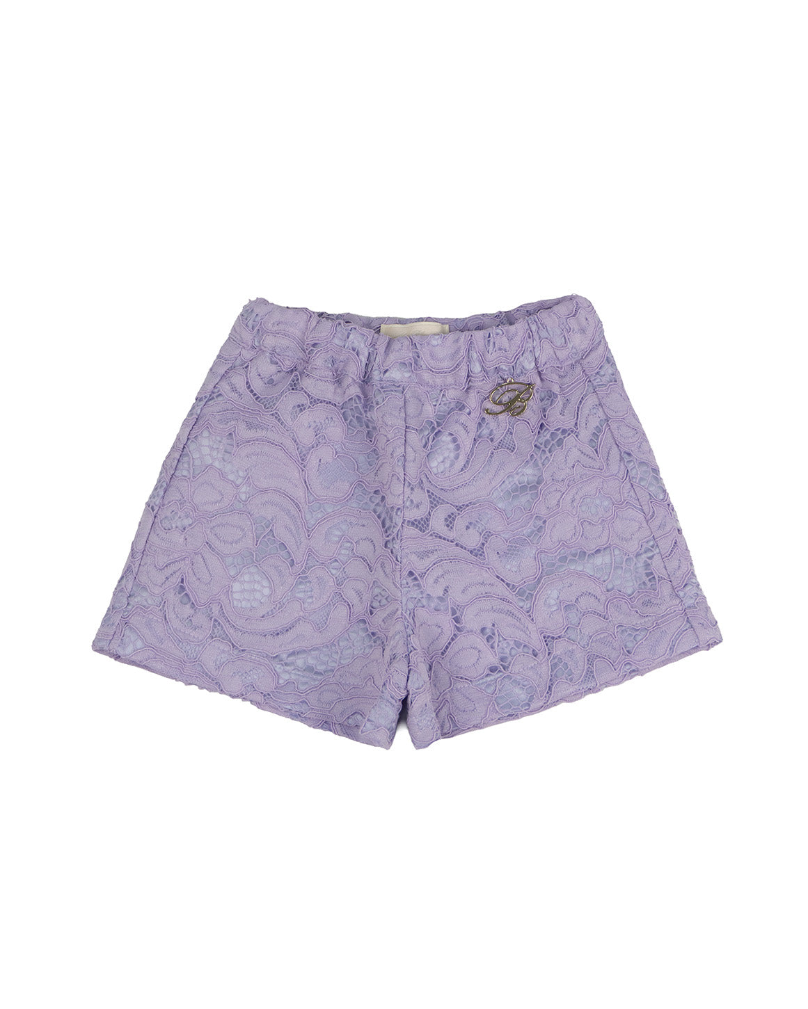 Blumarine Kids Bermuda Lilla Chiaro con Effetto Pizzo Floreale per Neonate