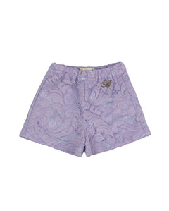 Blumarine Kids Bermuda Lilla Chiaro con Effetto Pizzo Floreale per Neonate