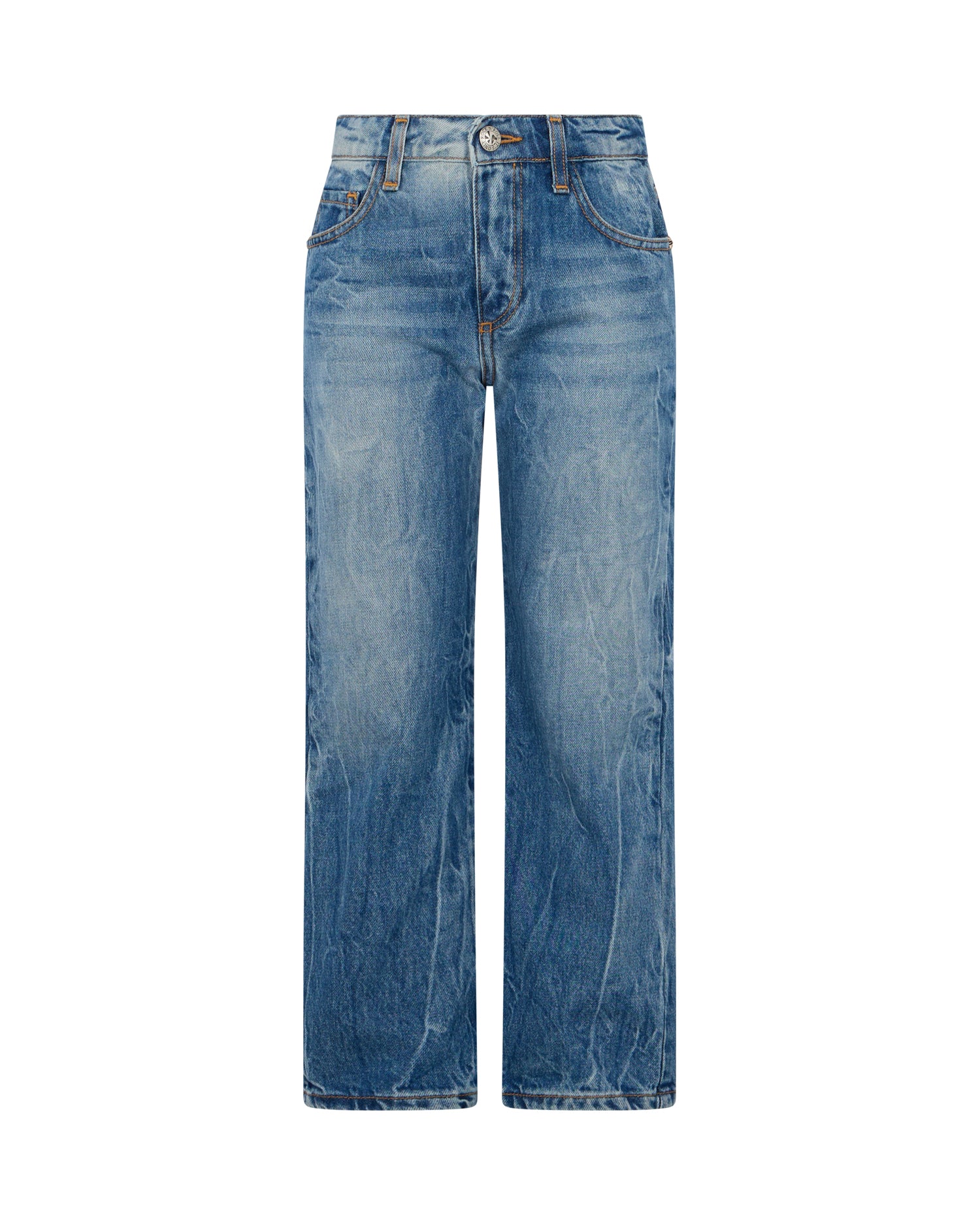 John Richmond Kids Jeans Blu a Gamba Larga con Scritta RICH sul Retro per Bambine