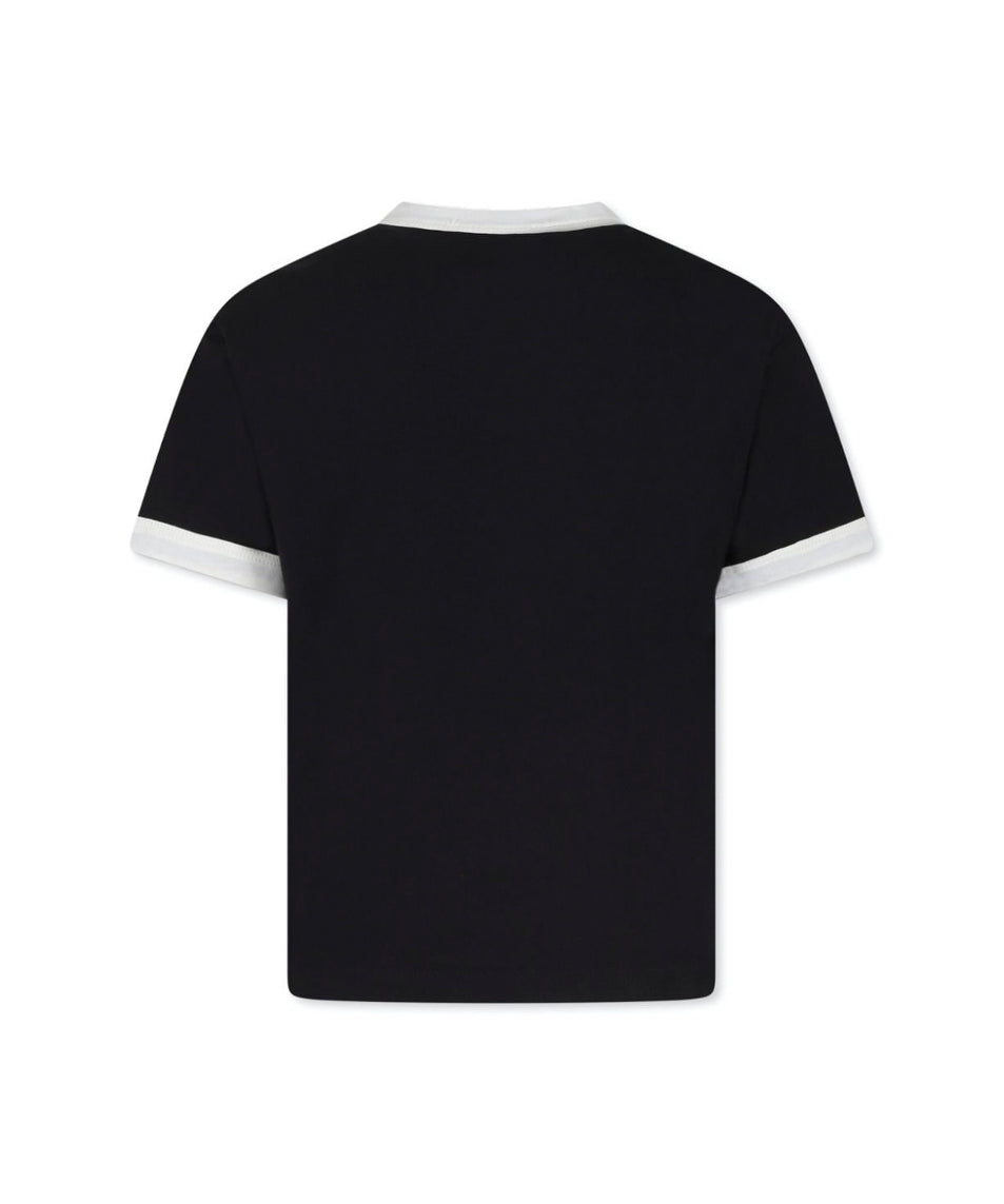 MSGM Kids T-shirt Nera con Stampa Logo per Bambini (retro)