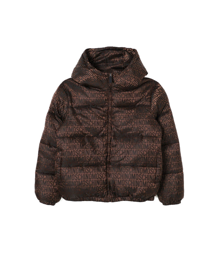 Moschino Kids Giubbino Marrone con Logo Jacquard per Neonati