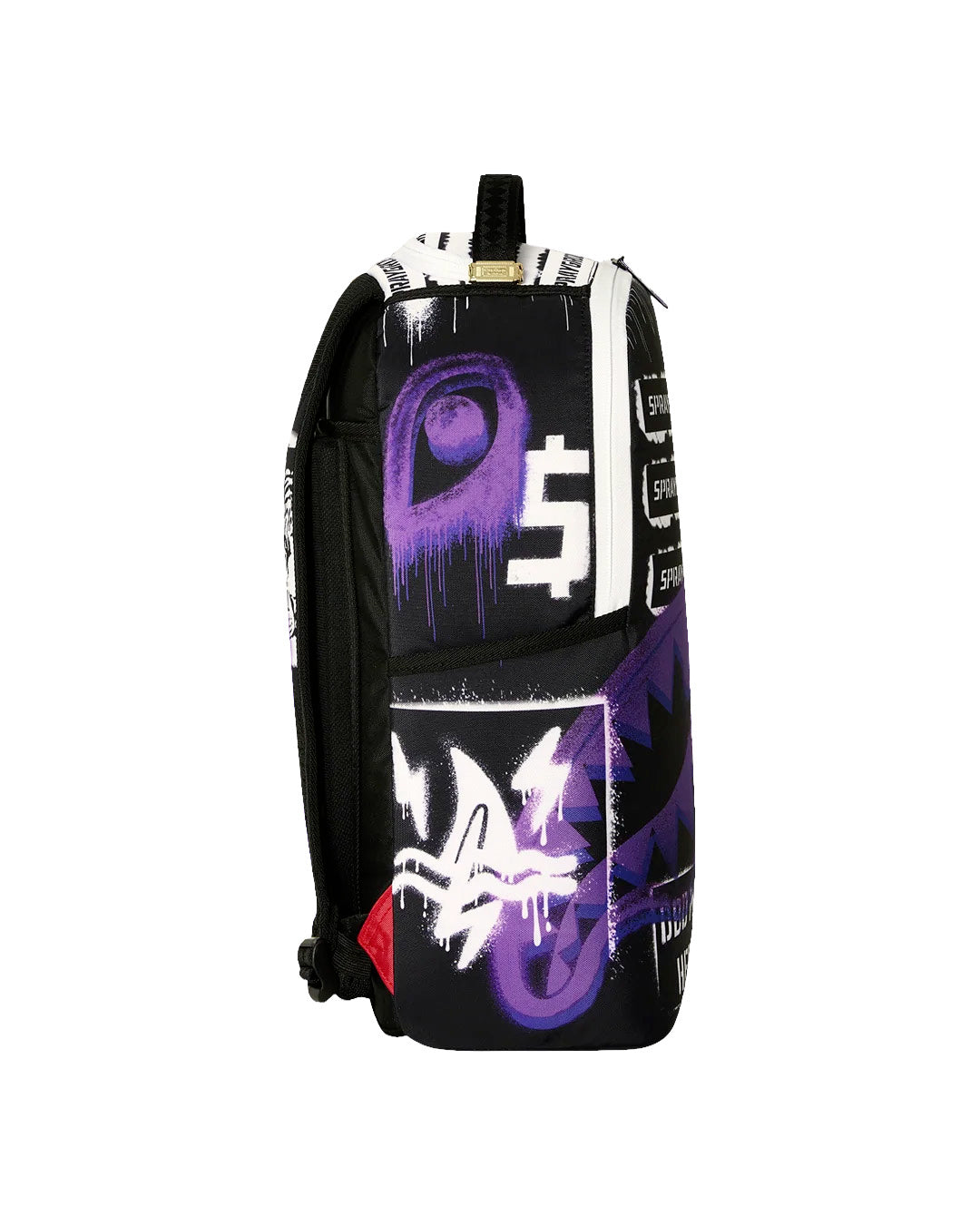 Sprayground Kids Zaino Unisex Think On It Nero e Viola con Stampa Tigre, Shark Mouth e Graffiti