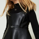 Twinset Kids Abito Nero con Fibbia Oval T per Bambine