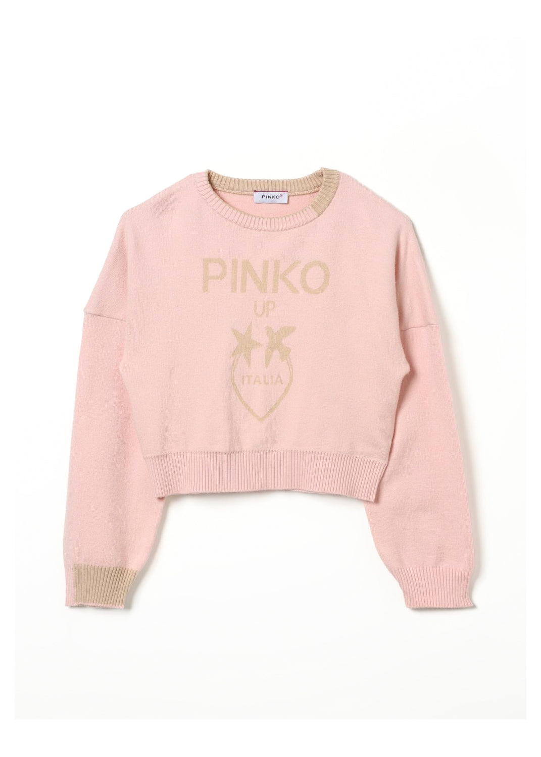 Pinko Kids Maglione Rosa con Intarso Logo per Bambine