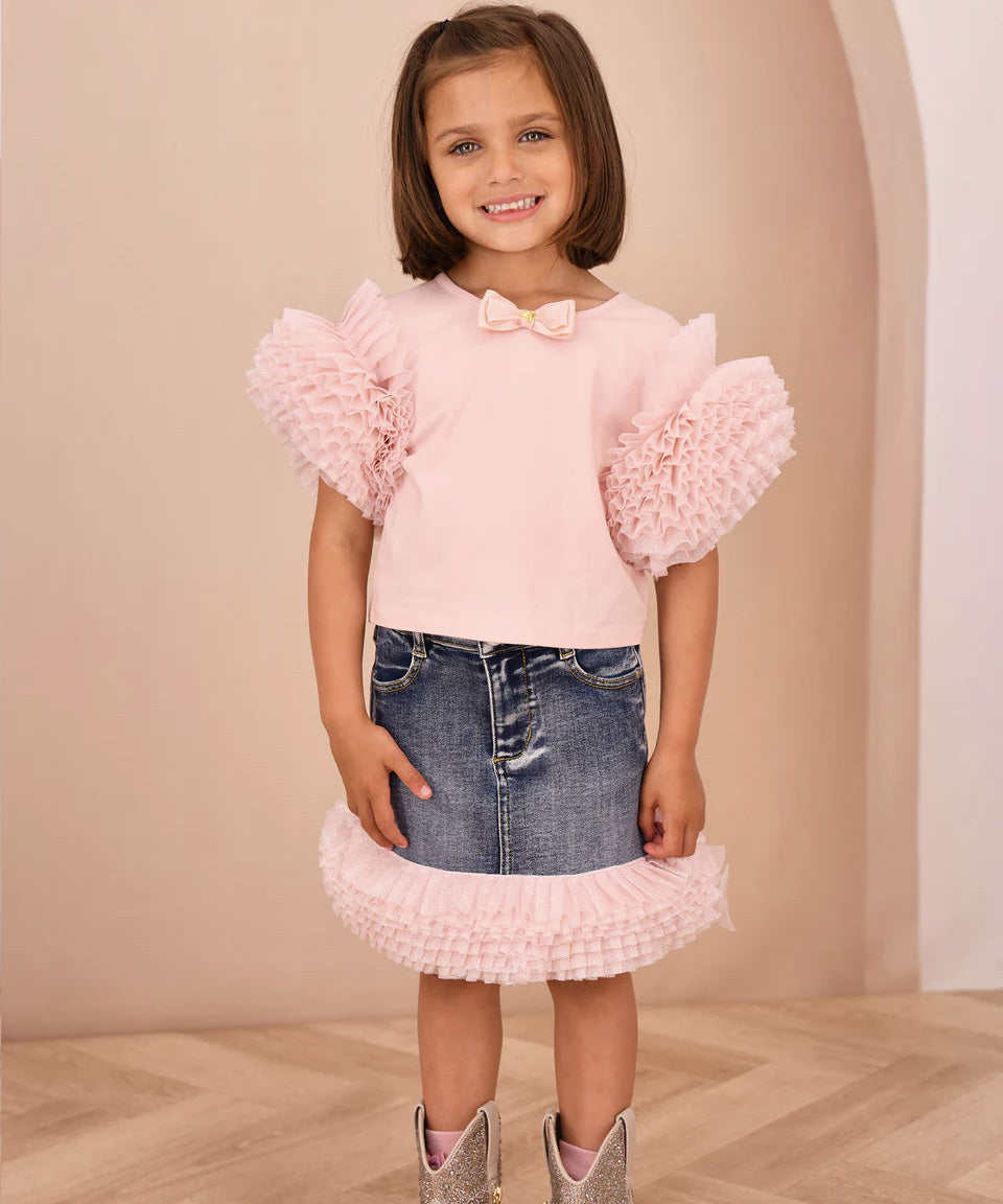 Angel's Face Kids Top Rosa Cipria con Tulle per Bambine