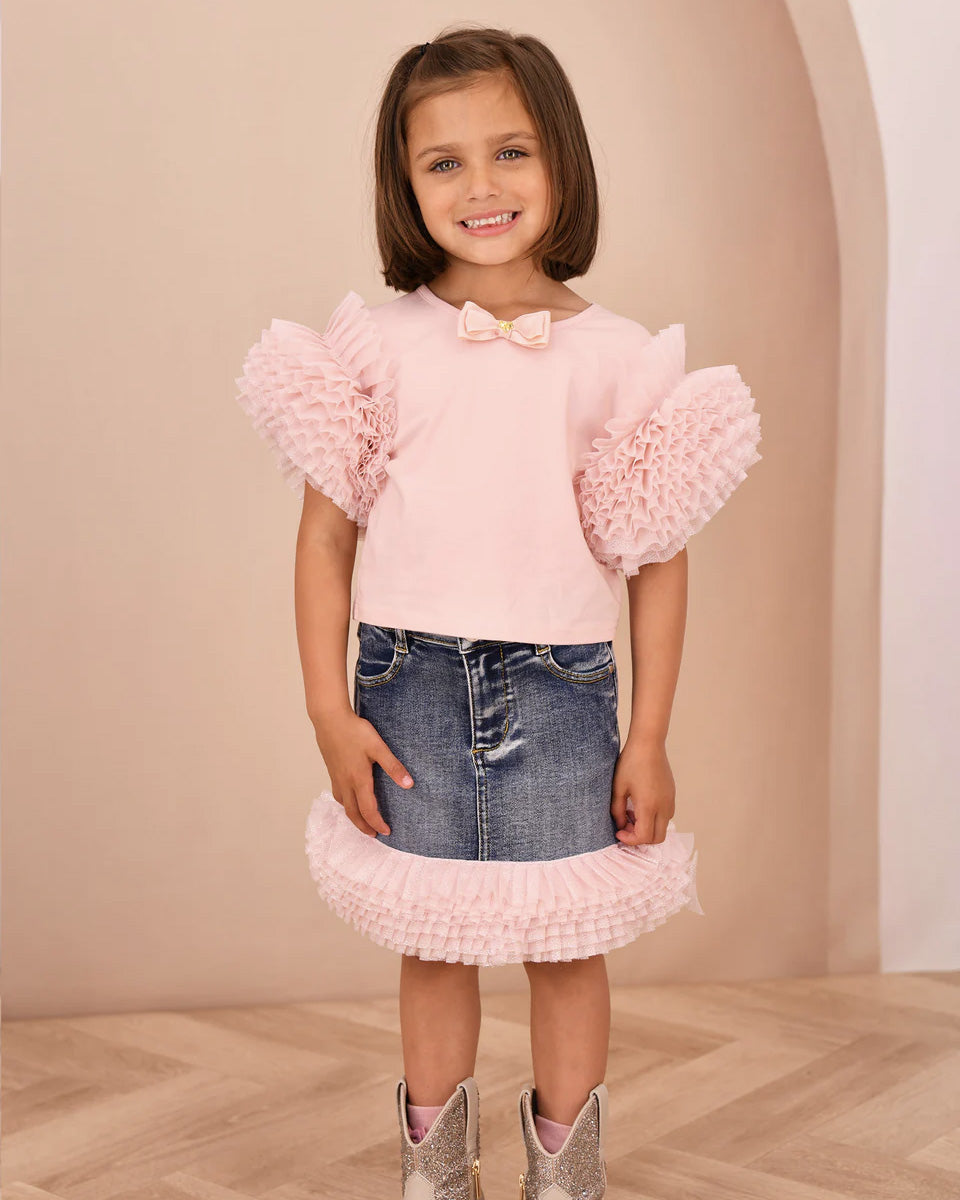 Angel's Face Kids Top Rosa Cipria con Tulle per Bambine