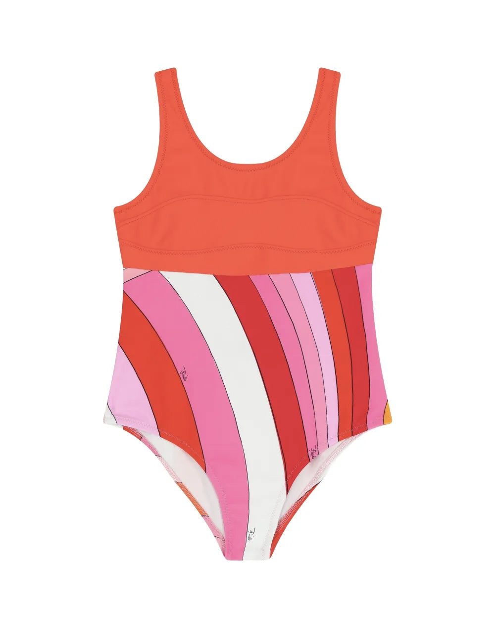 Emilio Pucci Kids Costume Intero Fantasia Arancio e Rosa per Bambine