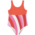 Emilio Pucci Kids Costume Intero Fantasia Arancio e Rosa per Bambine