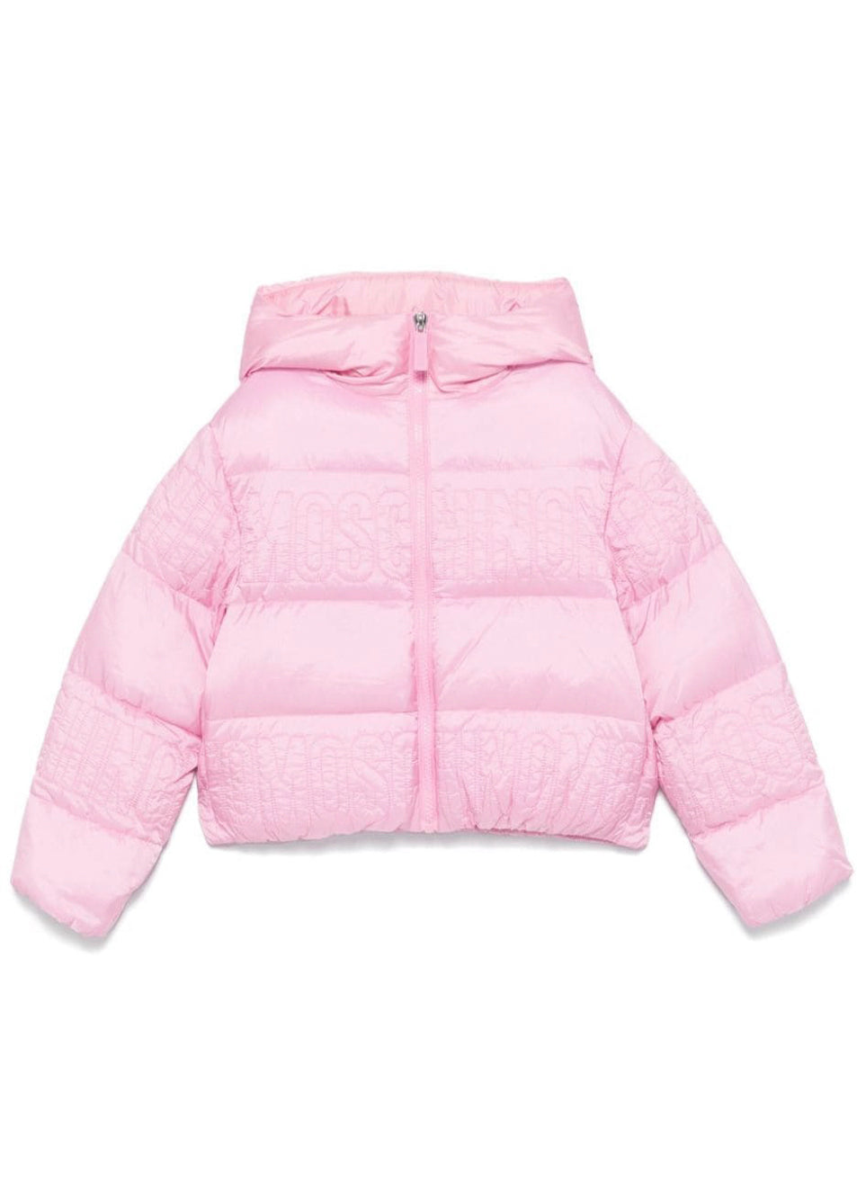 Moschino Kids Giubbino Rosa con Intarso Logo per Bambine