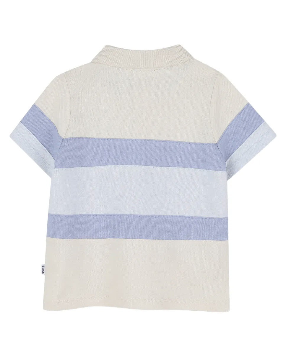 Hugo Boss Kids Polo Sabbia con Bande Viola e Lilla per Neonati