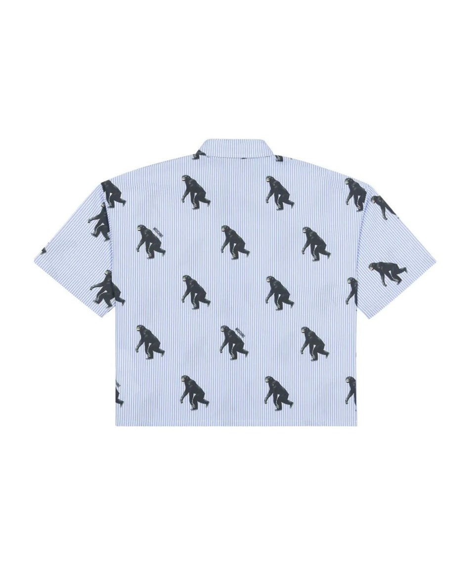 Moschino Kids Camicia a Righe con Stampa Monkey per Bambini