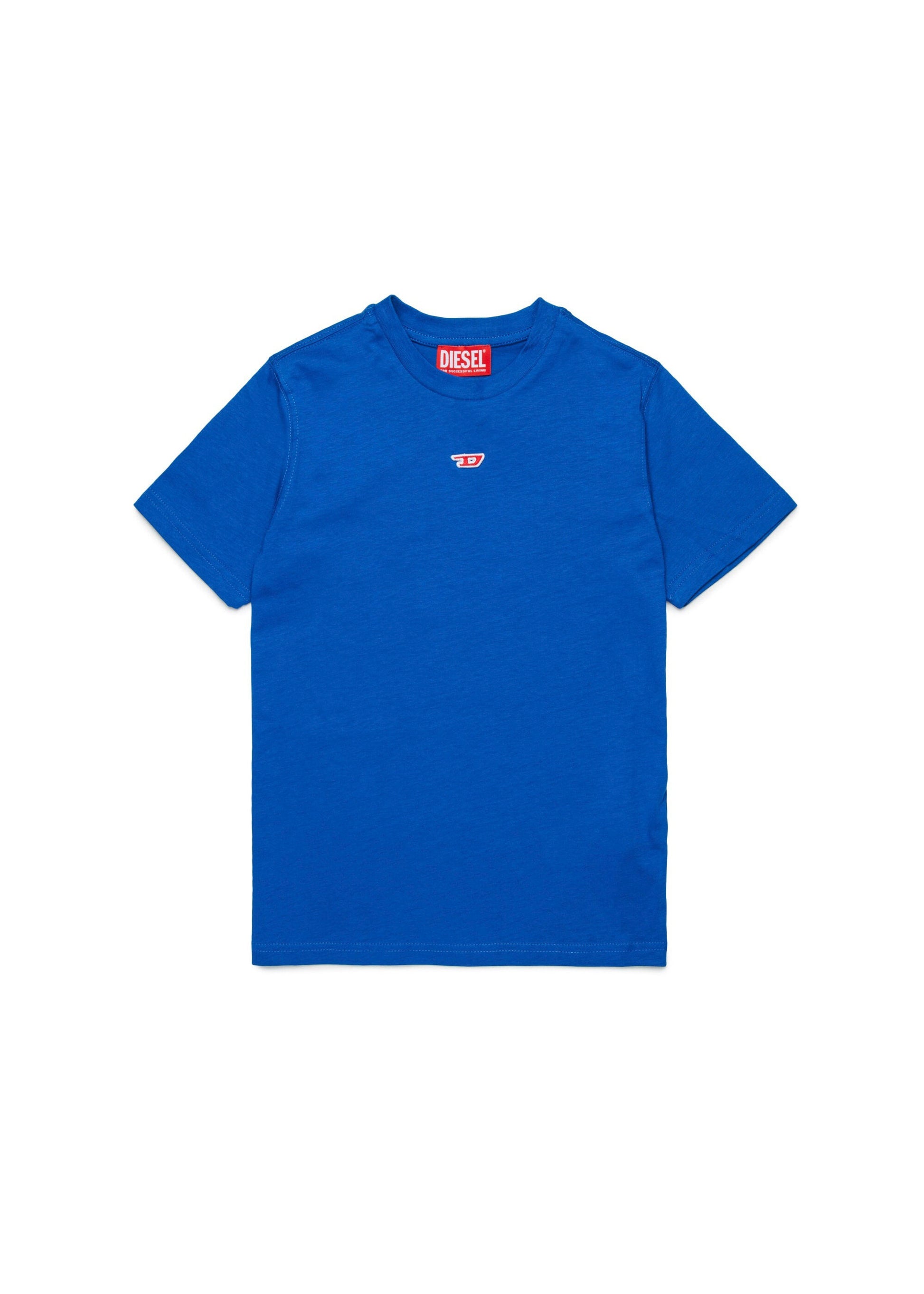 Diesel Kids T-shirt Bluette con Patch Oval D