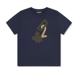 Dsquared2 Kids T-shirt Blu con Stampa Leaf per Bambini