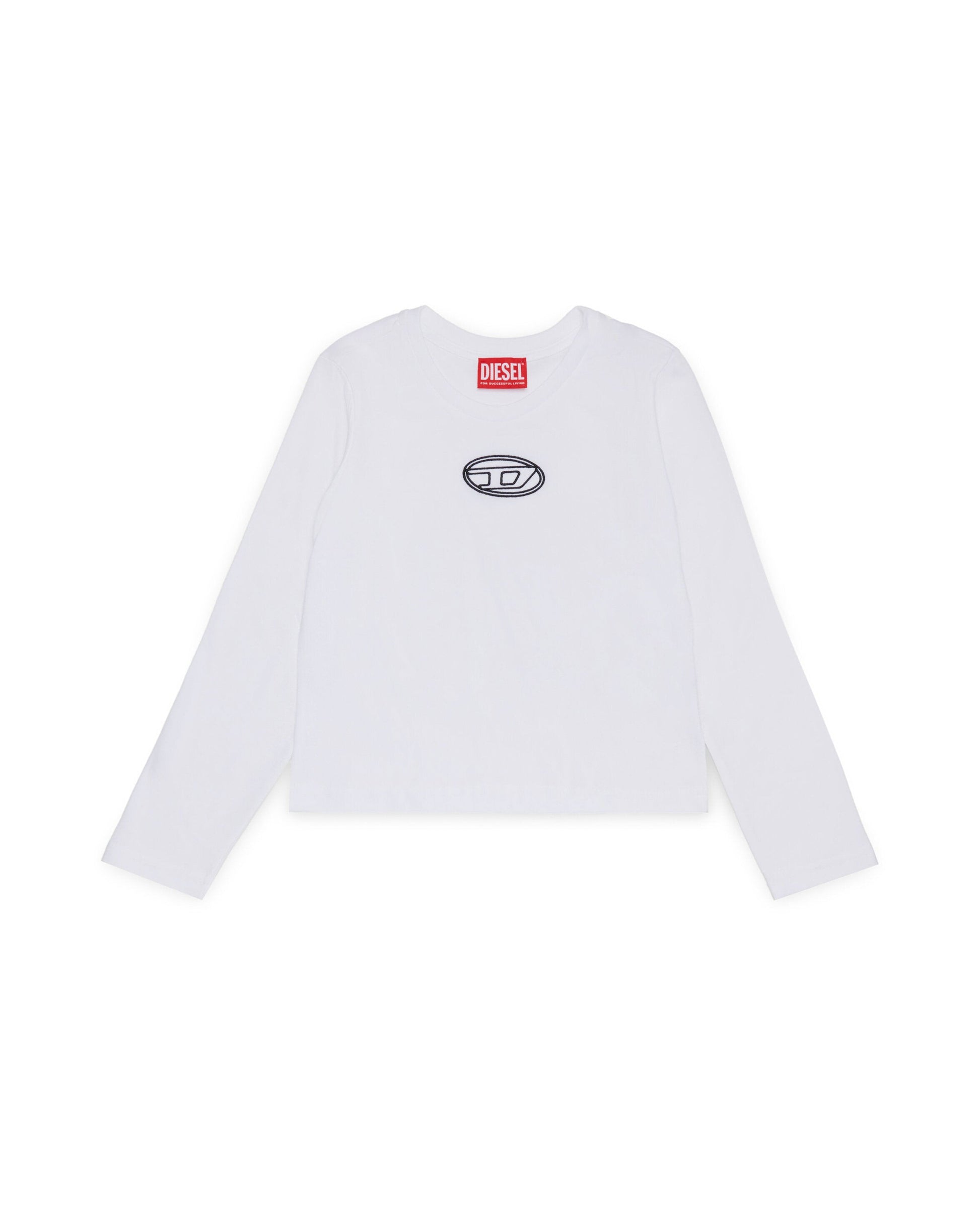 Diesel Kids T shirt Manica Lunga Bianca con Oval D per Bambini