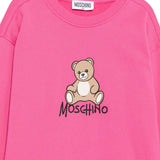 Moschino Kids Vestito Fuxia in Felpa con Stampa Teddy Bear e Logo per Bambine