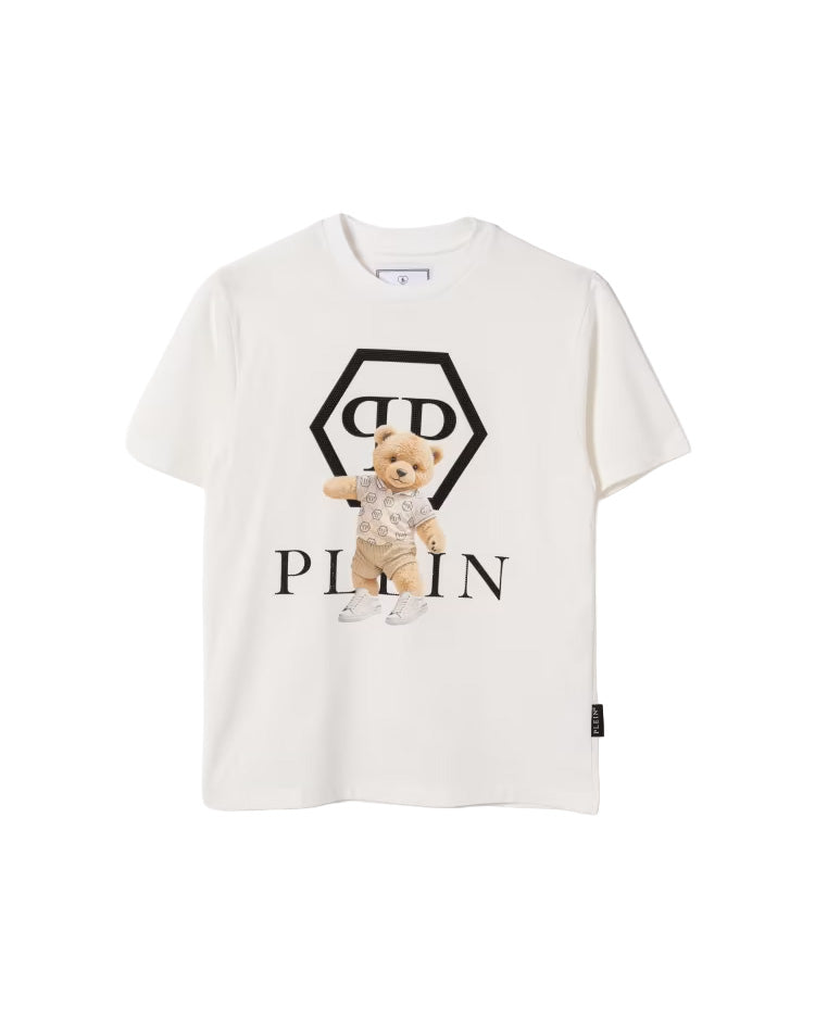 Philipp Plein Kids T-Shirt Bianco con Stampa per Bambino