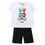 Barrow Kids Completo Off-White e Nero con Stampa Multicolor per Neonati