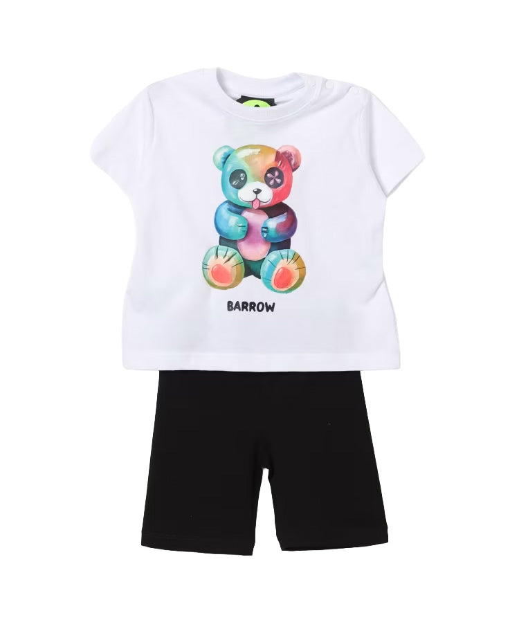 Barrow Kids Completo Off-White e Nero con Stampa Multicolor per Neonati