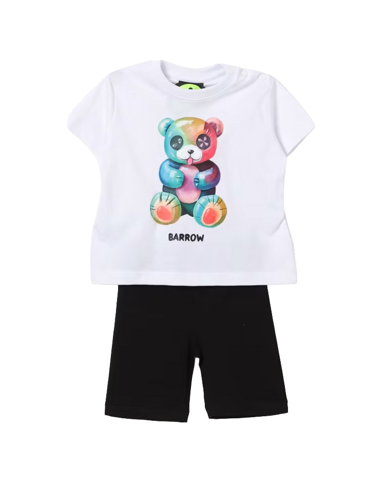 Barrow Kids Completo Off-White e Nero con Stampa Multicolor per Neonati
