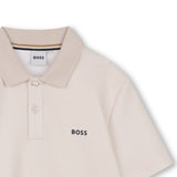 Boss Kids Polo Sabbia in Lana con Logo Ricamato per Bambini