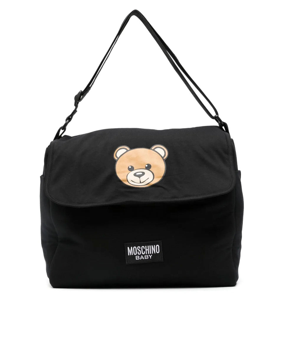 Moschino Kids Borsa Mamma Nera con Stampa
