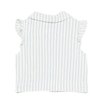 Moschino Kids Smanicato in Denim Bianco a Strisce con Teddy Bear per Neonate