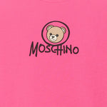 Moschino Kids Felpa Fuxia Girocollo con Stampa Teddy Bear e Logo per Bambine