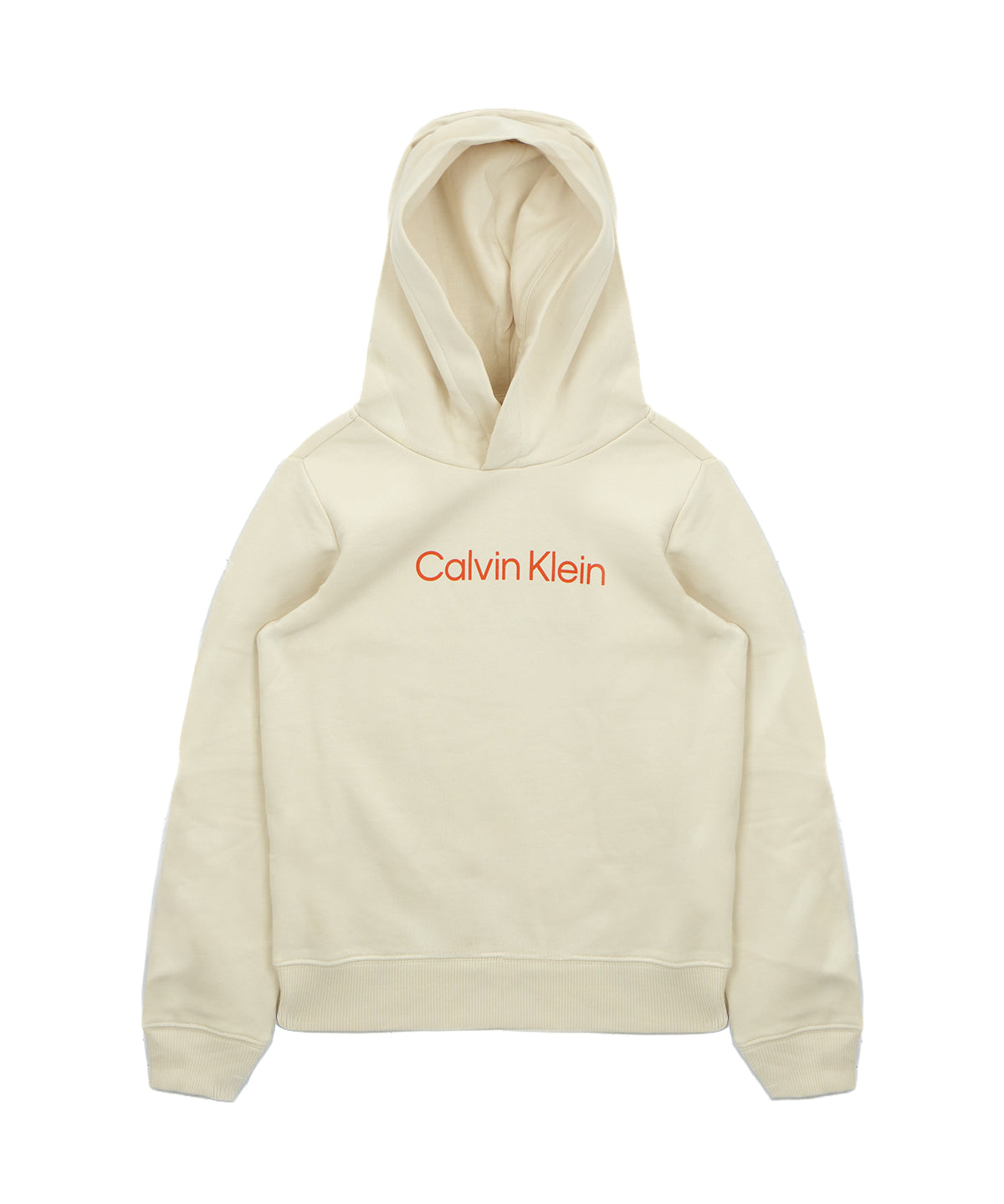 Calvin Klein Kids Felpa con Cappuccio Panna e Stampa Logo Contrasto unisex per Bambini