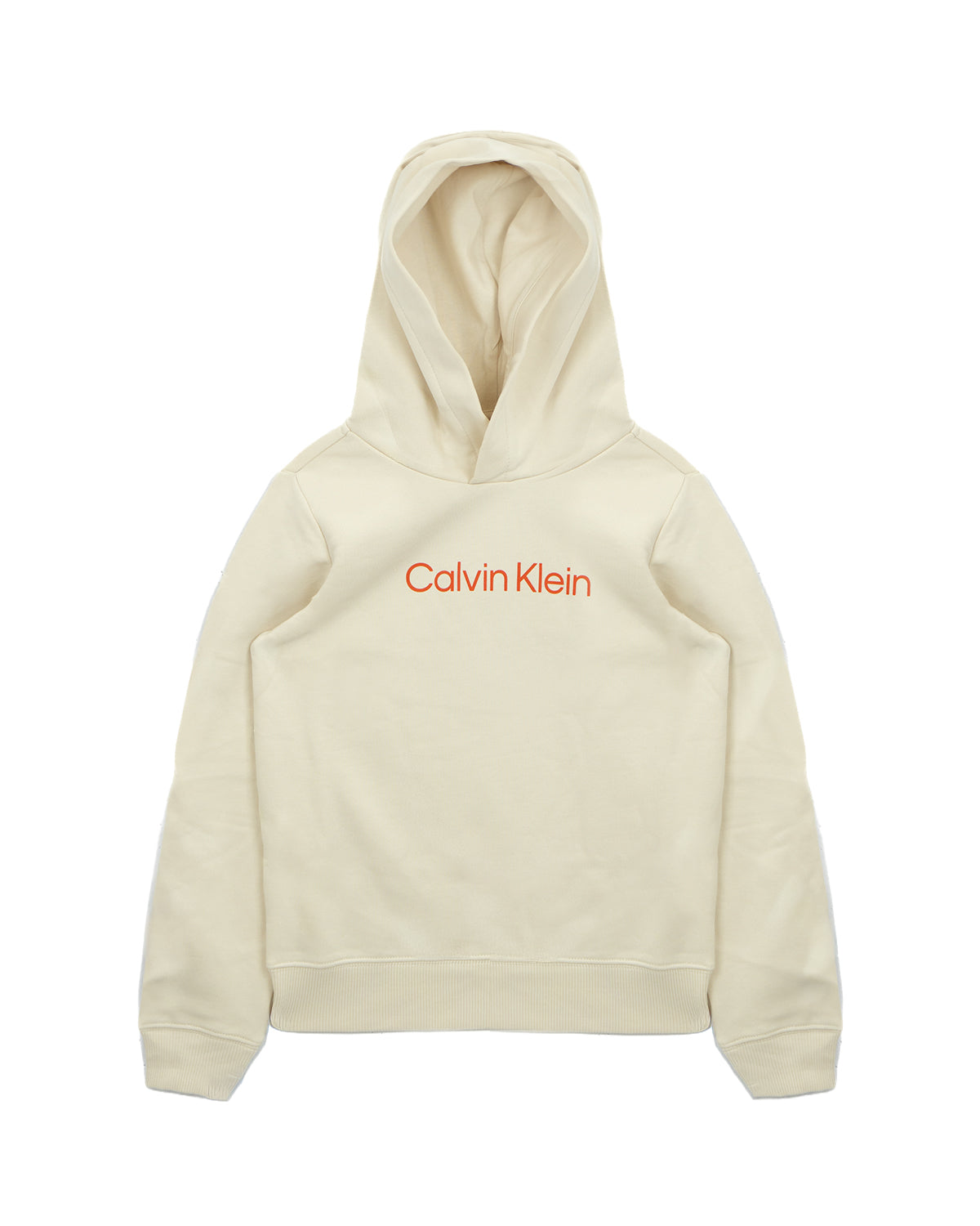 Calvin Klein Kids Felpa con Cappuccio Panna e Stampa Logo Contrasto unisex per Bambini