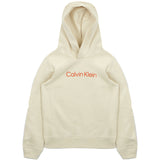 Calvin Klein Kids Felpa con Cappuccio Panna e Stampa Logo Contrasto unisex per Bambini