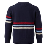 Iceberg Kids Cardigan Blu con Linee Rosso Celeste e Bianco con Logo Ricamato per Neonati