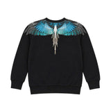 Marcelo Burlon County of Milan Kids Felpa Nero con Stampa Ali Celeste per Bambini